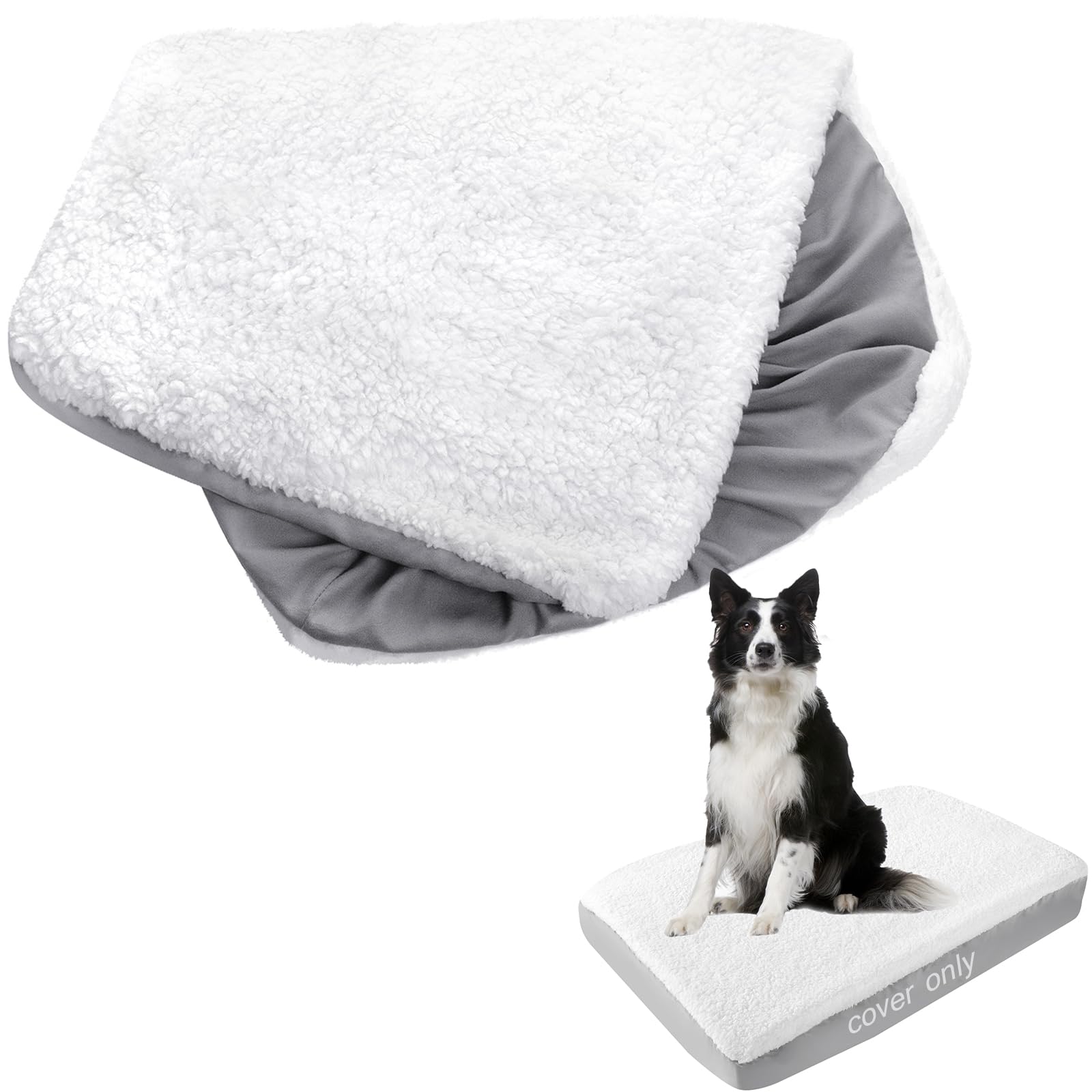 Dog Bed Covers Replacement Washable (Cover Only), Waterproof Warm Dog Mattress Cover Plush Dog Bed Cover-Easy To Remove, Plush Dog Pillow Cover, Soft And Comfortable Puppy Pet Bed Cover