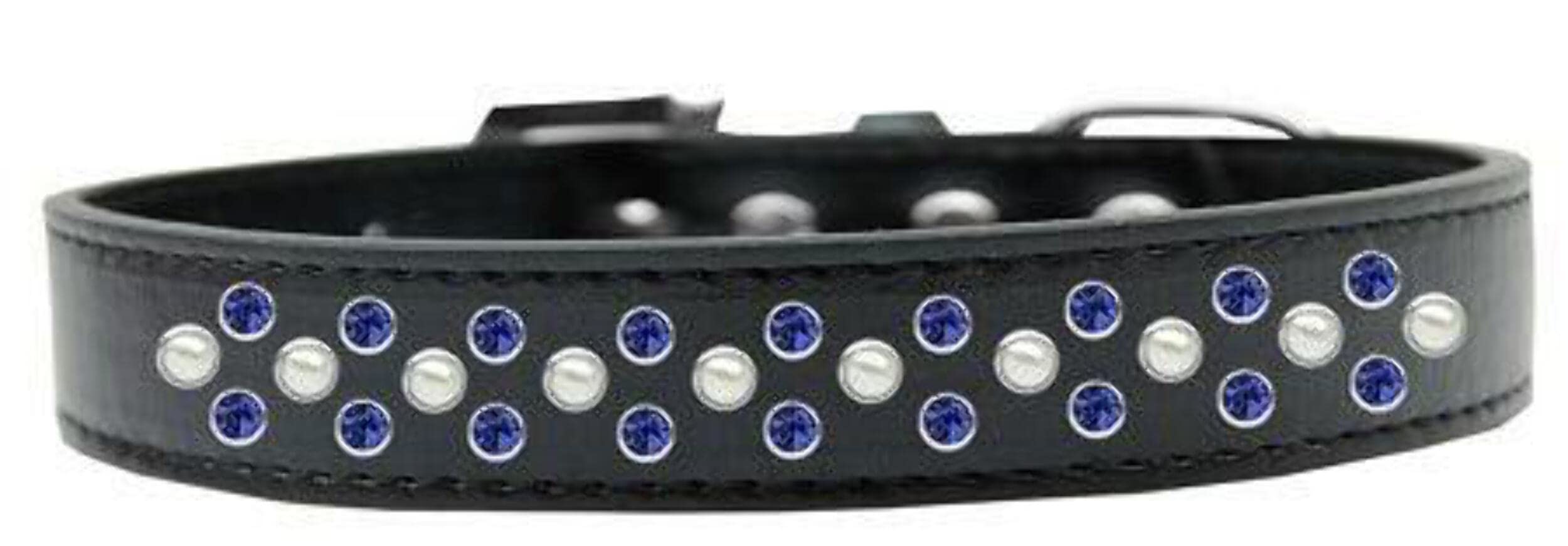 Mirage Pet Products Sprinkles Dog Collar with Pearl and Blue Crystals, Size 20, Red