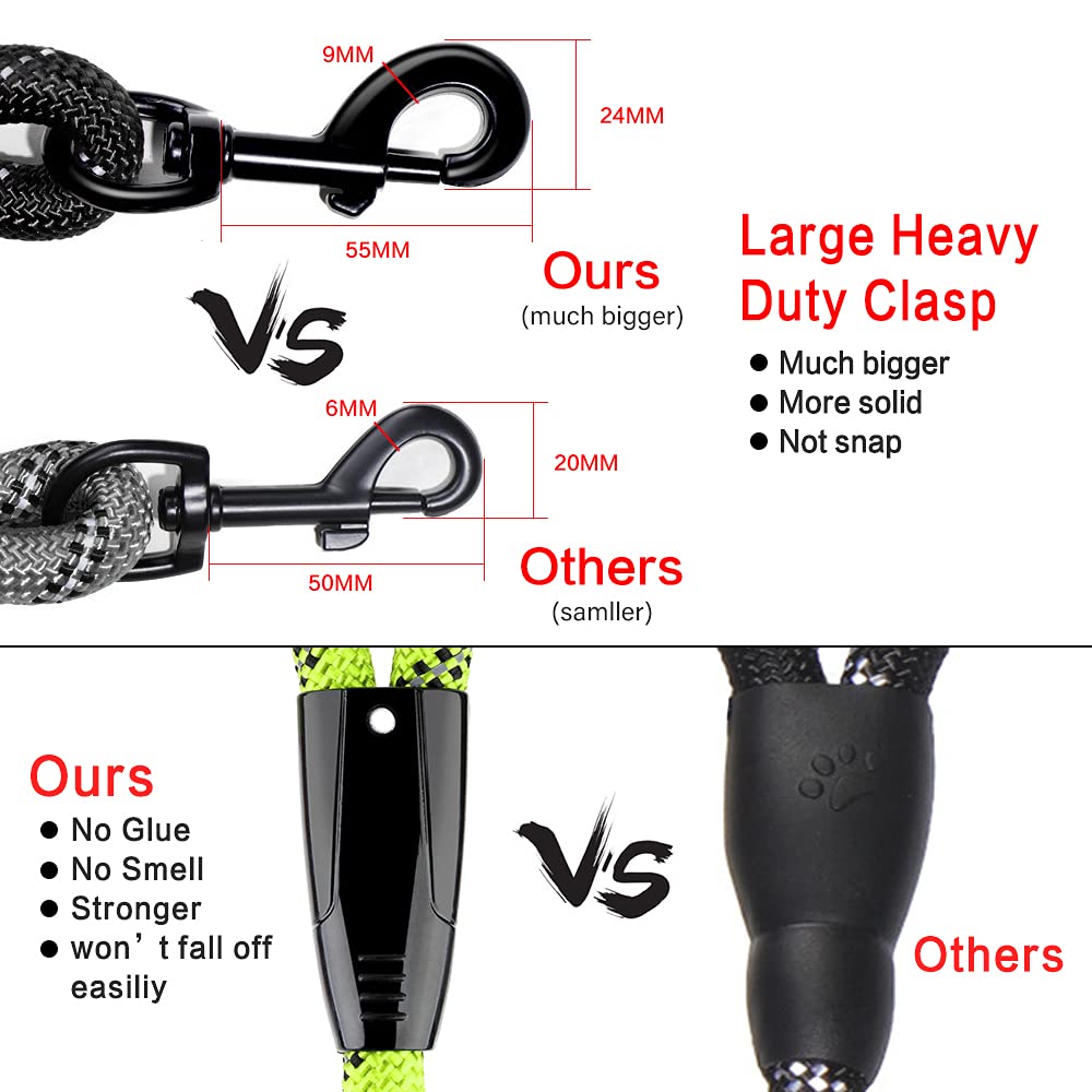 Plutus Pet Long Rope Dog Leash, With Comfortable Padded Handle, Reflective Nylon Heavy Duty Rope Leash, 15Ft 20Ft 30Ft 50Ft 66Ft Dog Training Leash For Small Medium Large Dogs (50Ft, Green)