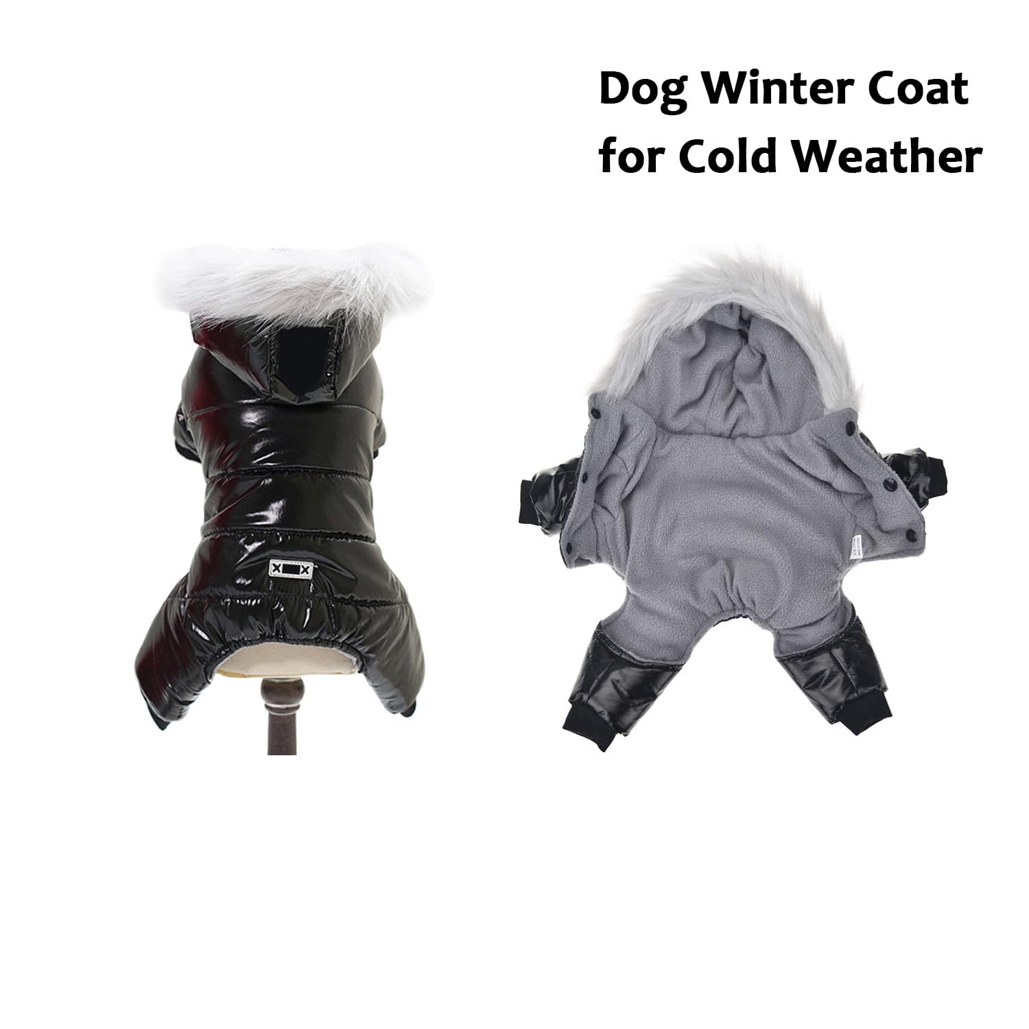 Muyaopet Waterproof Pet Clothes For Dog Winter Warm Dog Jacket Coat Dog Hooded Jumpsuit Snowsuit (Small, Black)