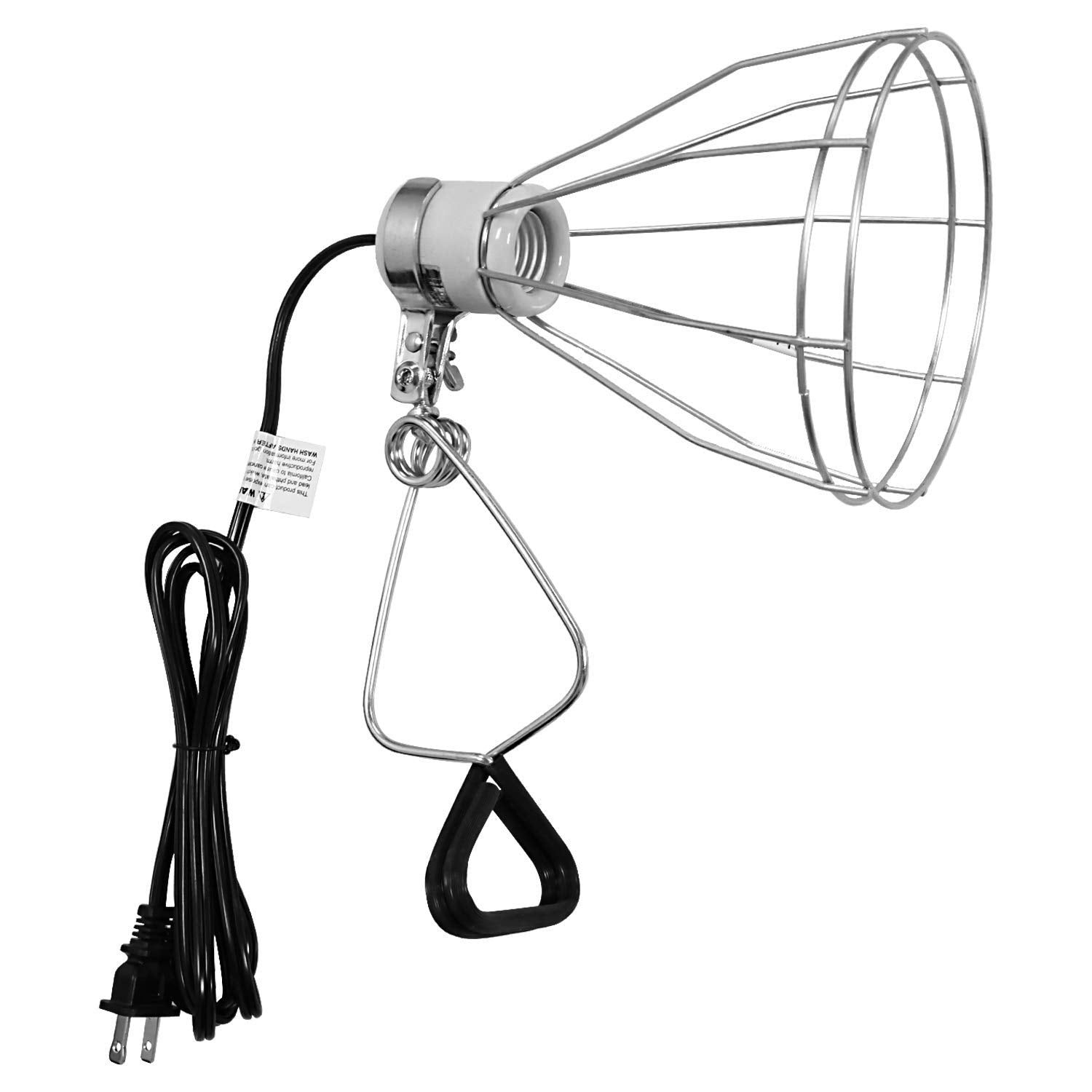 Simple Deluxe Clamp Lamp Light With Steel Cage Wire Grillup To 250W E26 Socket (No Bulb Included) 6' Cord, Silver