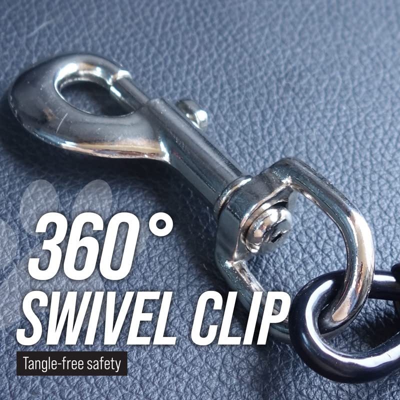 Leash Boss Dog Car Seat Belt Restraint - No-Chew Heavy Duty Car Seatbelt For Pets - 5 Sizes - Coated Steel Rope To Prevent Chewing (Small - 16 Inch, Black)