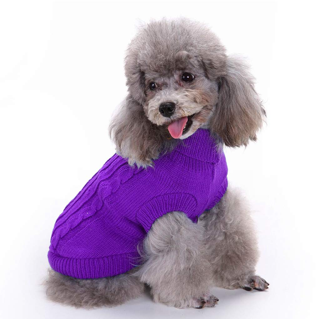 Bwealthest Dog Sweater, Warm & Comfortable Winter Turtleneck Pullover, Xx-Large, Purple, Acrylic, Machine Washable, Striped, Chr