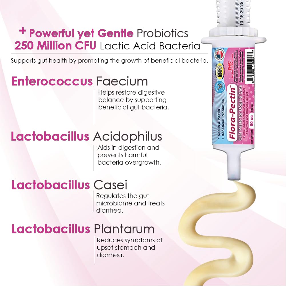 FLORA-PECTIN Oral Paste for Dogs & Cats-Helps Reduce Occasional Loose Stool & Diarrhea, Balance Gut pH, Support Normal Digestion