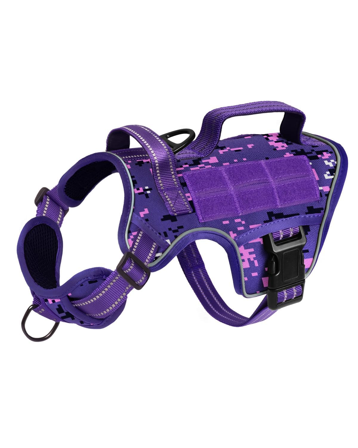 Small Dog Harness, Heavy Duty Tactical No Pull Dog Harness, No Choke, Easy On and Off Pet Vest with Molle System, Adjustable Ref