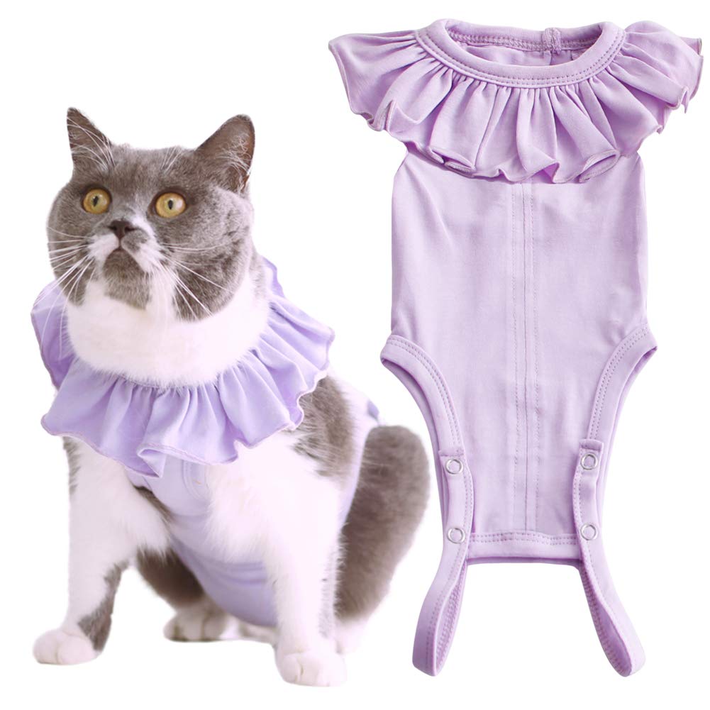 Cat Recovery Suit For Abdominal Wounds And Skin Diseases,Breathable Surgical Recovery Shirt After Surgery Wear Anti Licking Wounds,E-Collar Alternative For Female Cats Kitten(Rsc01-Purple-M)