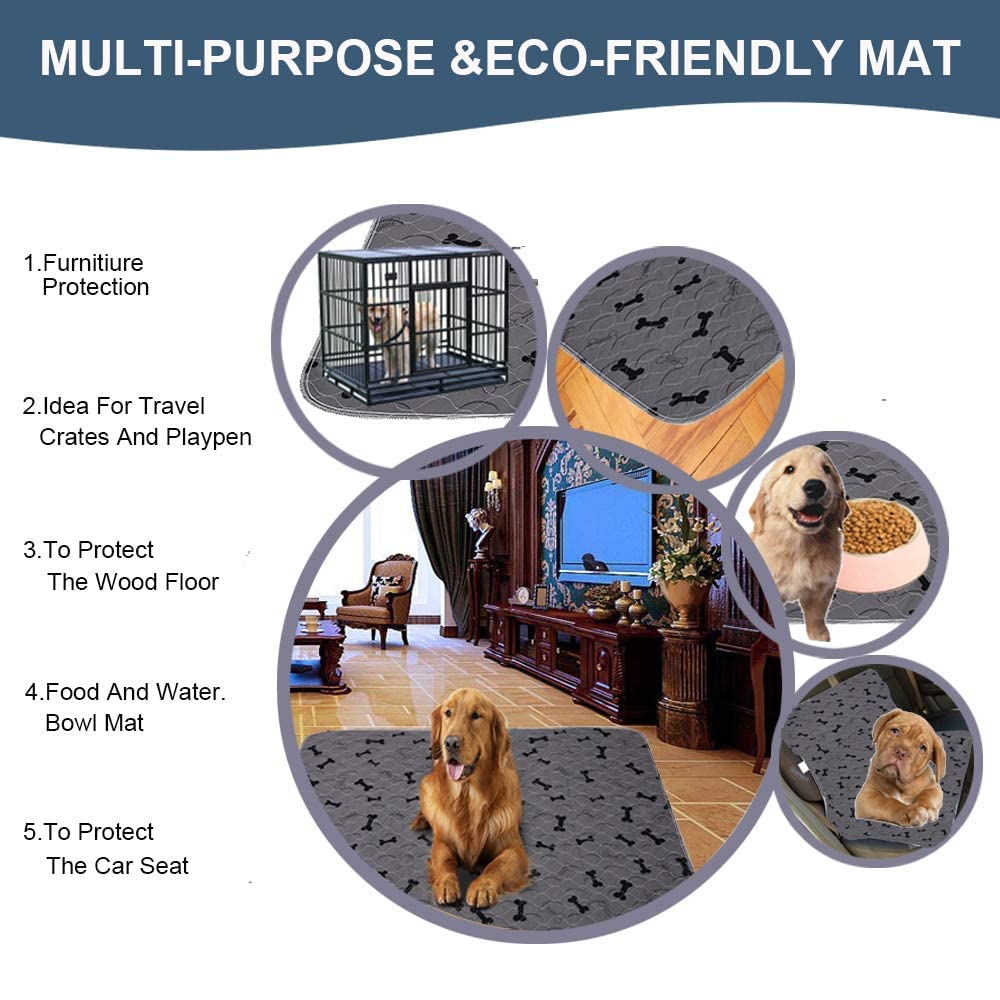 Washable Dog Pee Pads With Free Grooming Gloves,Non Slip Dog Mats With Great Urine Absorption,Reusable Puppy Pee Pads For Whelpi