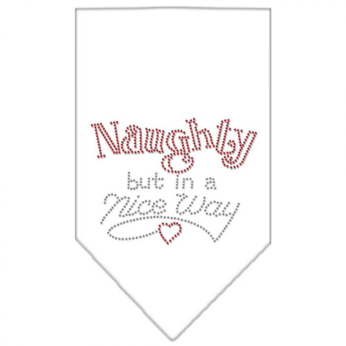 Christmas Pet and Dog Bandana Rhinestone, &quot;Naughty, But In A Nice Way&quot; White Small
