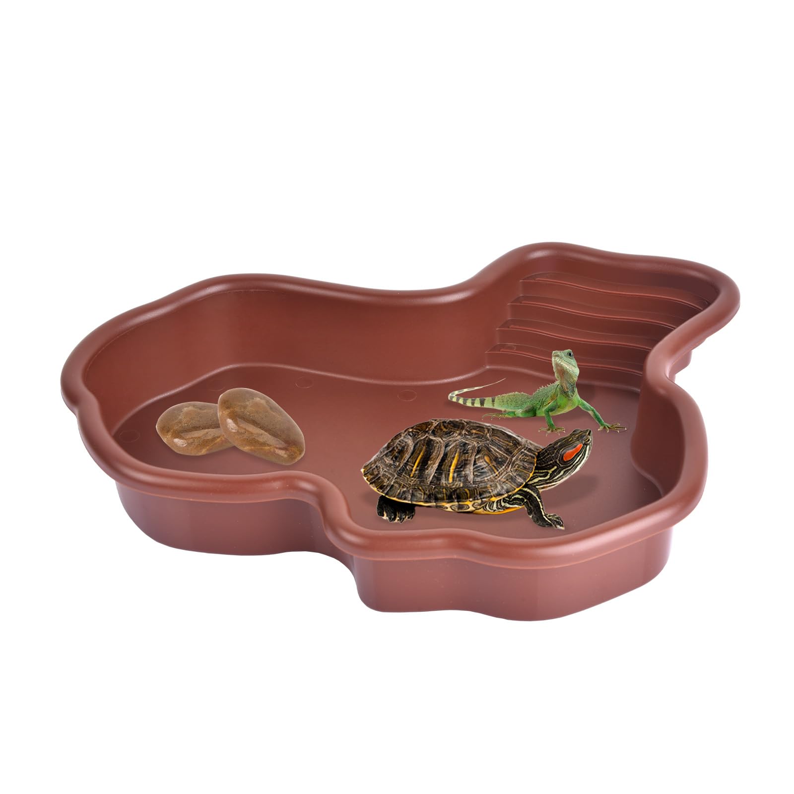 Petmolico Large Reptile Water Bowl Reptile Water Dish Turtle Tank Accessories for Turtle, Gecko, Snake, Lizards, Bearded Dragon 