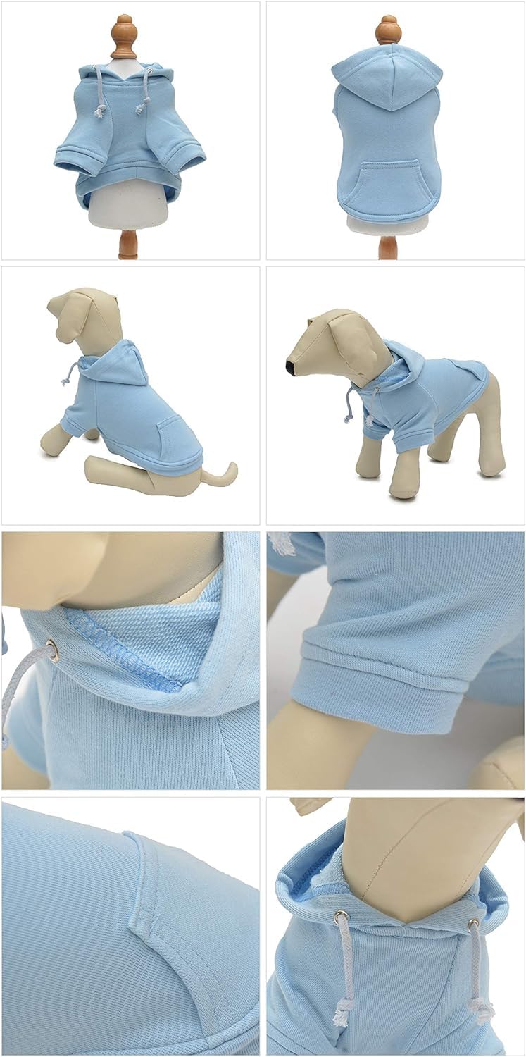 Lovelonglong Pet Clothing Clothes Dog Coat Hoodies Winter Autumn Sweatshirt For Small Middle Large Size Dogs 11 Colors 100% Cotton 2018 New (S, Sky-Blue)