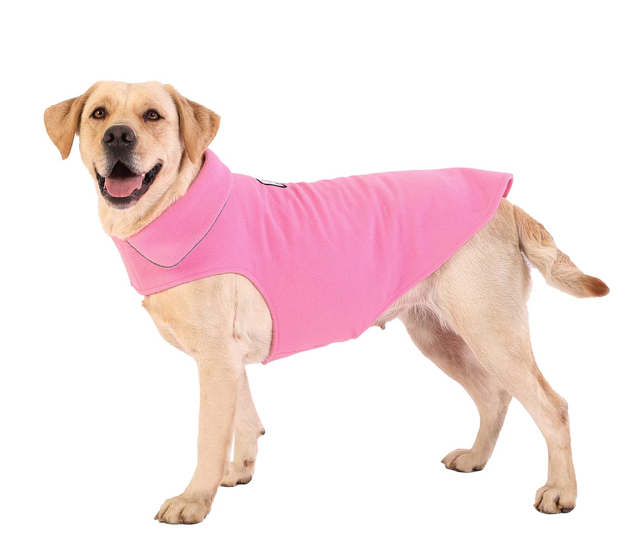 Fleece Dog Coat Winter Pet Jacket Reflective For Cold Weather For Large Medium Small Dogs(Pink,Xl)