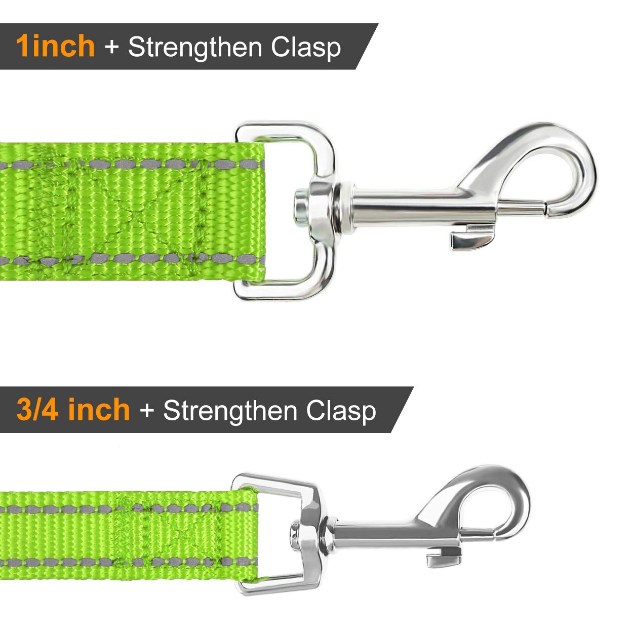 Joytale Double-Sided Reflective Dog Leash, 6 Ft/5 Ft/4 Ft, Padded Handle Nylon Dogs Leashes For Medium & Large Dogs Walking, Green, 6Ft