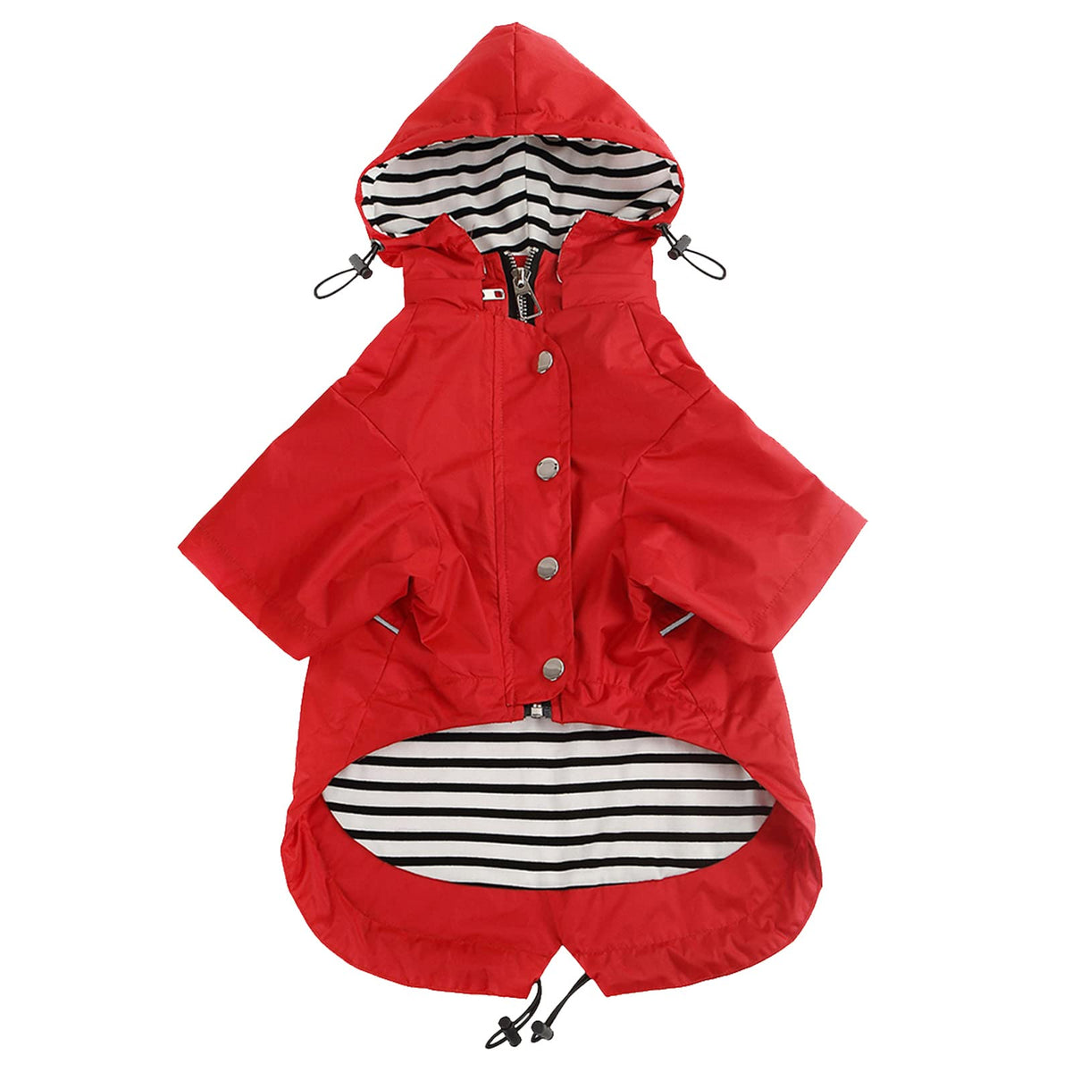 Morezi Dog Zip Up Dog Raincoat With Reflective, Rain/Water Resistant, Adjustable Drawstring, Removable Hood, Stylish Premium Dog Raincoats - Red - Large