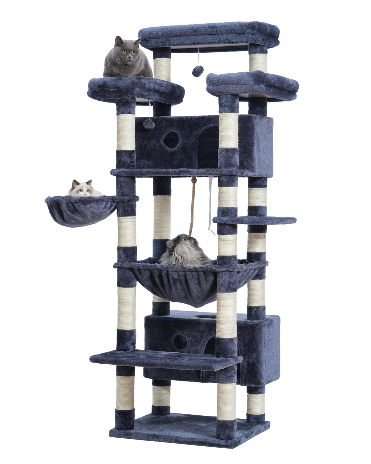 Gitelsnour Cat Tree For Indoor Cats Large Adult, 74'' Cat Tower With 3 Big Platforms, 2 Baskets, 2 Condos, Multi-Level Cat Scrat