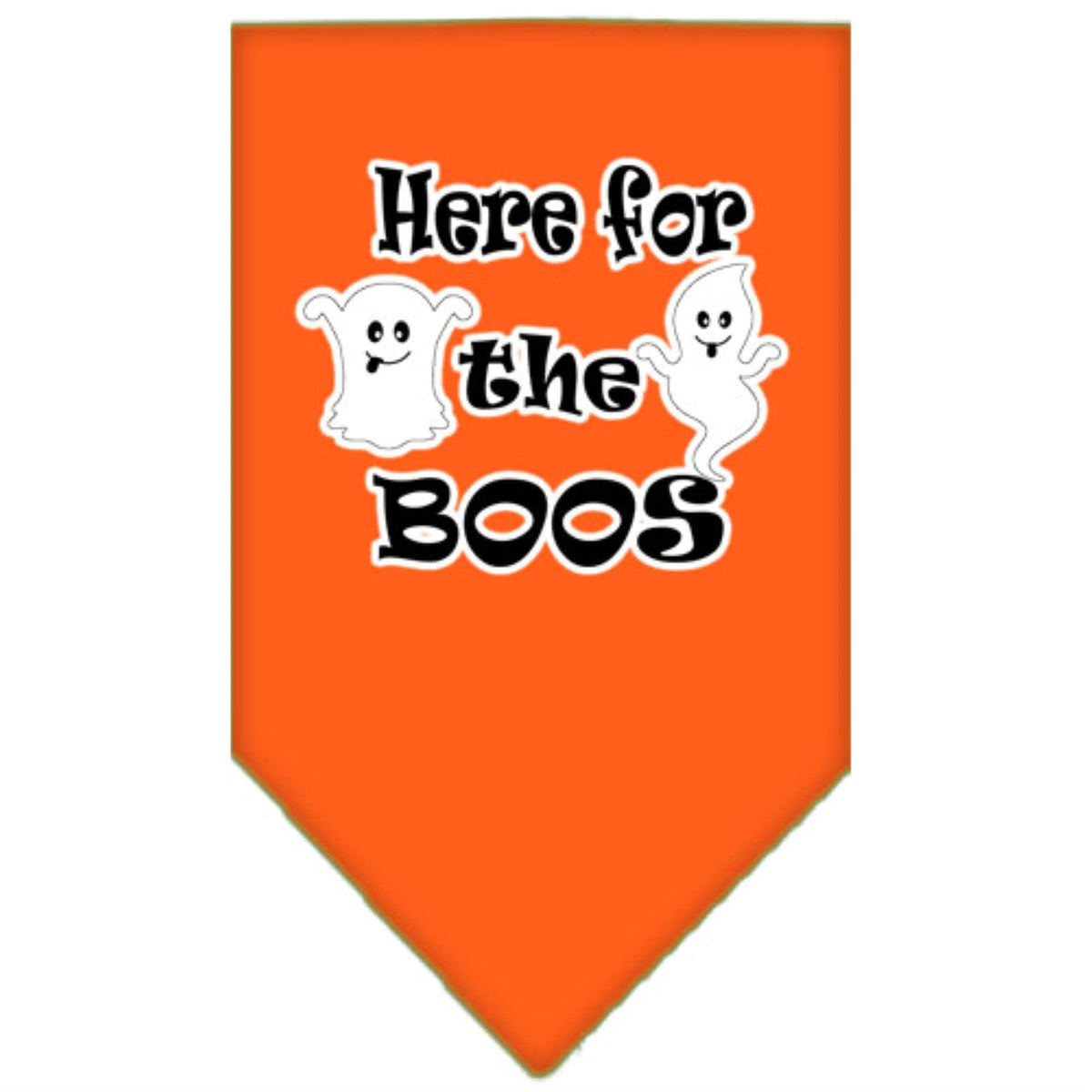 Halloween Pet and Dog Bandana Screen Printed, &quot;Here For The Boos&quot; Orange Small