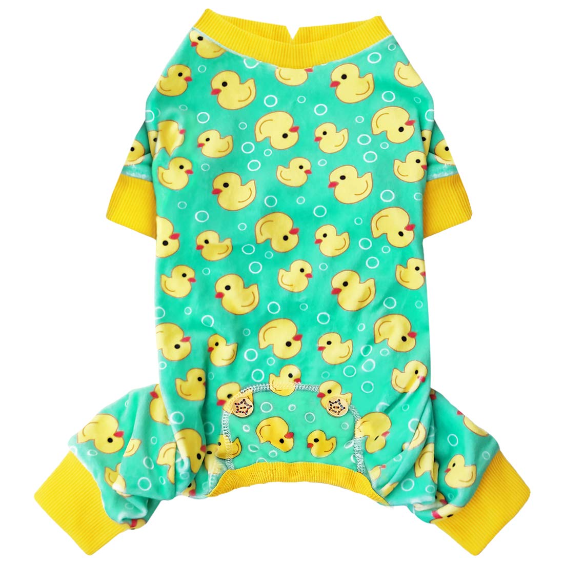 Kyeese Dog Pajamas Yellow Ducks For Small Dogs Soft Material Stretchable Dog Pjs Cat Pajama Dog Apparel