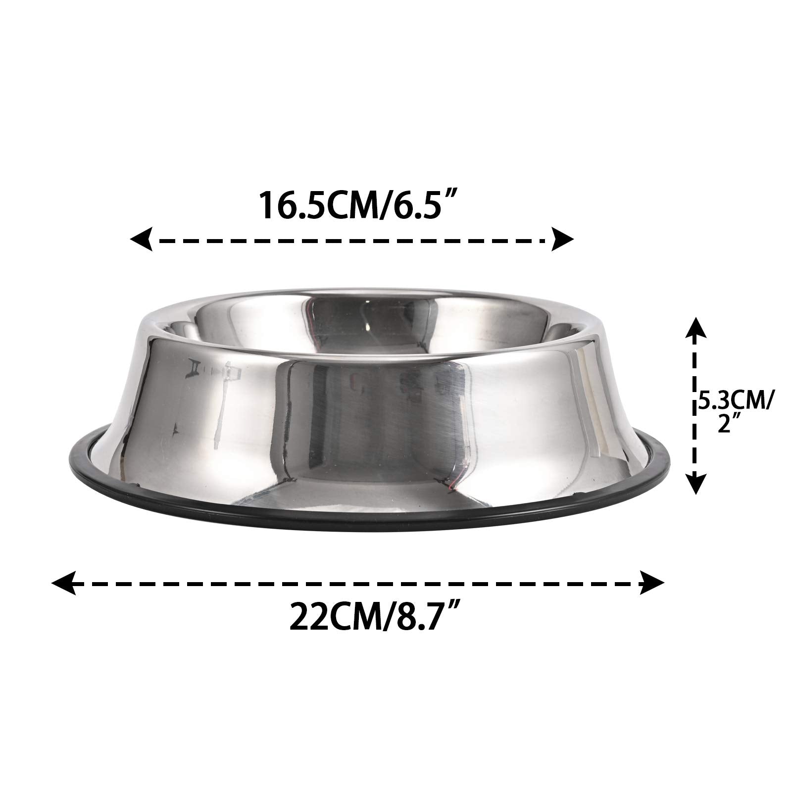 2Packs Stainless Steel Dog Bowl with Anti-Skid Rubber Base for Small/Medium/Large Pet, Perfect Dish, Pets Feeder Bowl and Water