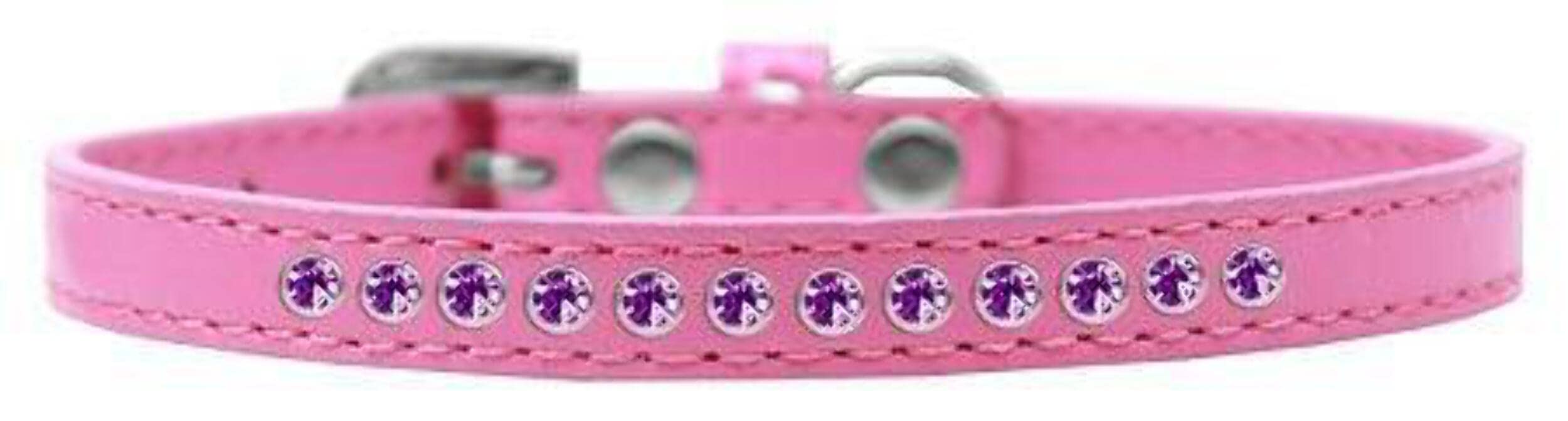 Mirage Pet Products Purple Crystal Light Pink Puppy Dog Collar, Size 12