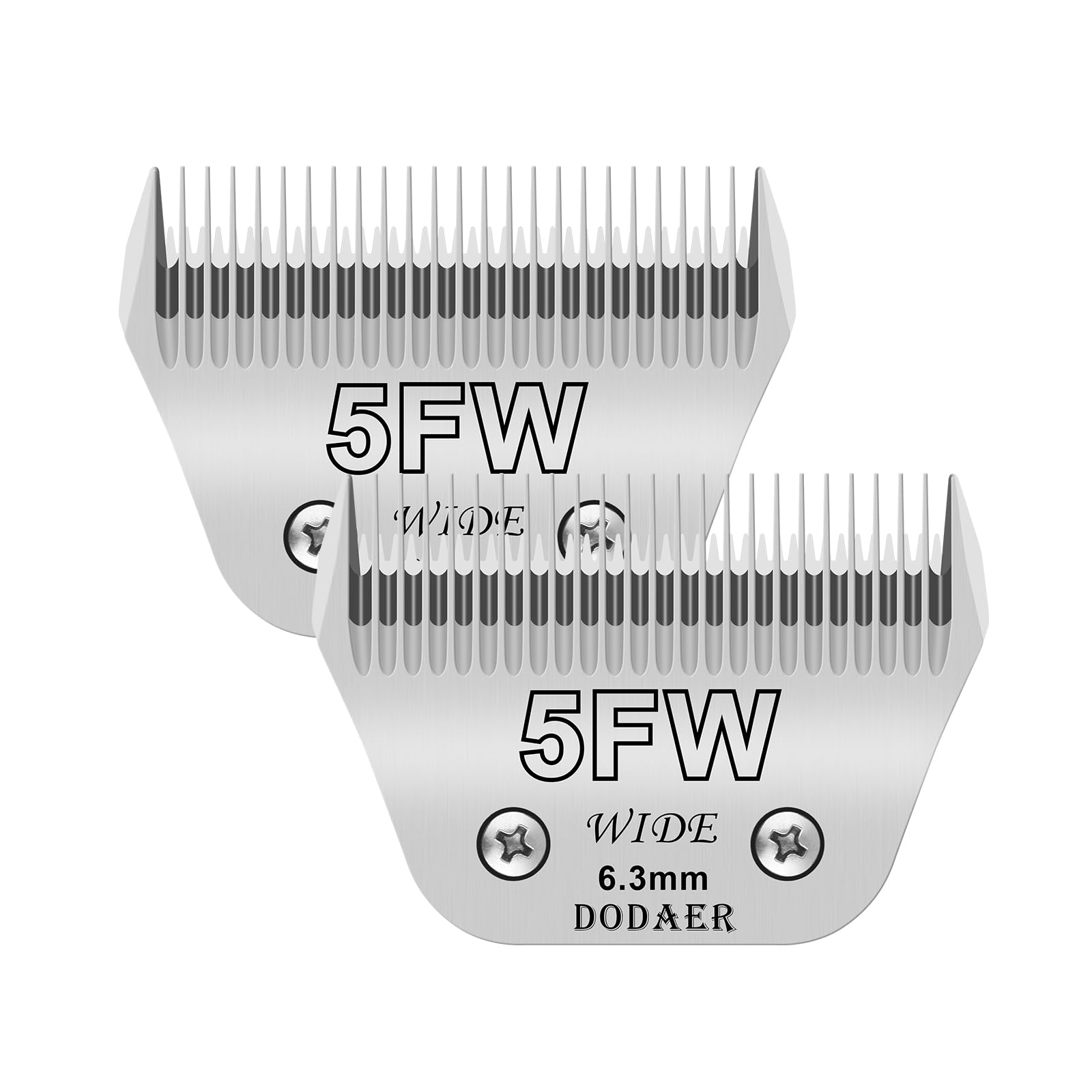 Dodaer 2 Pack 5 Wide Blades For Dog Grooming,Compatible With Andis,Oster A5,Wahl Km10 Clippers,Cutting Length 1/4' (6.3Mm)