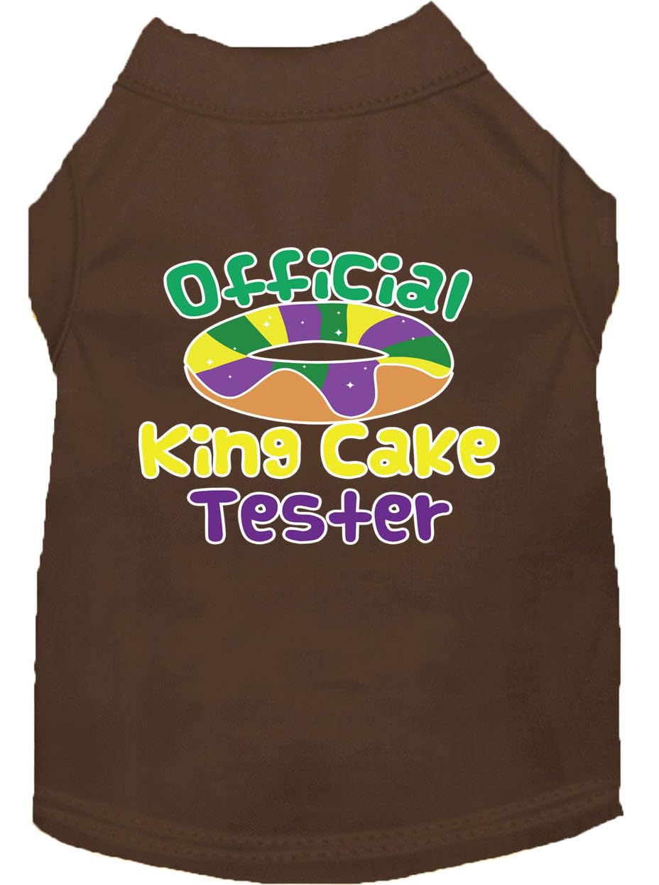 Mirage Pet Product King Cake Taster Screen Print Mardi Gras Dog Shirt Brown XS