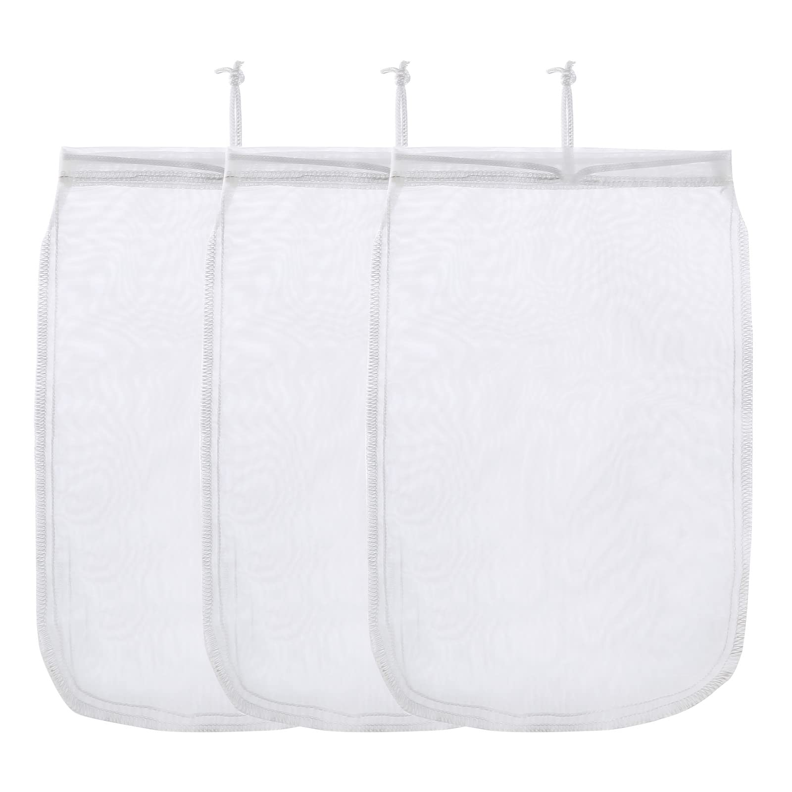 ALEGI Aquarium Filter Media Bag Extra Fine,Reusable 180 Micron Drawstring Mesh Filter Bags for Activated Carbon (12 ''*8 '' (3 P