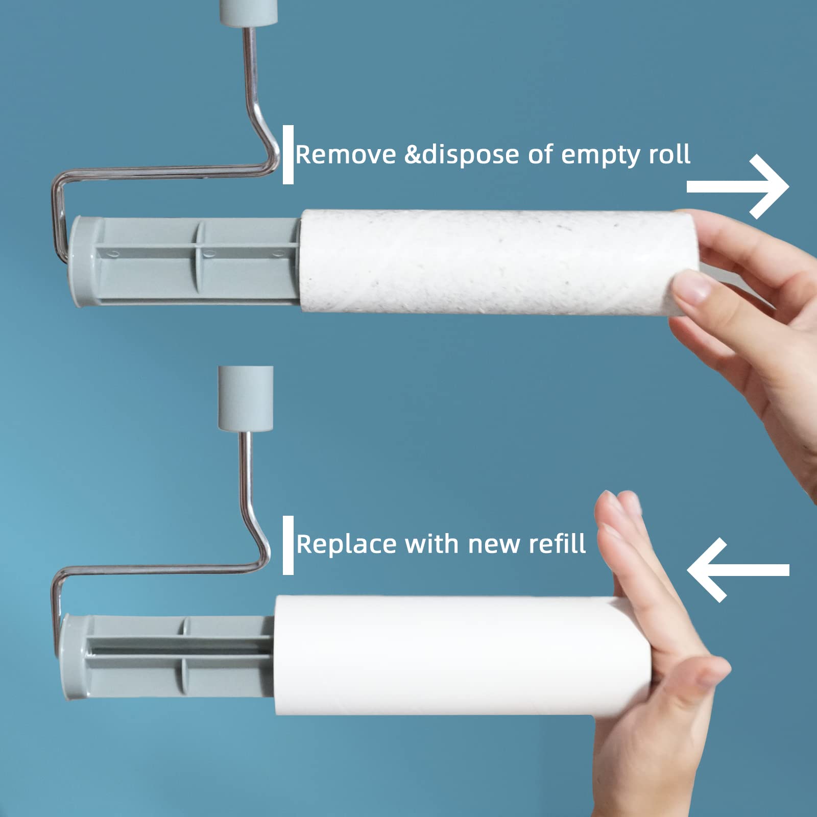 Yabeepet Extreme Sticky Large Surface Lint Roller, 6.3'' Giant Pet Hair Remover Roller For Pet Dog Cat Hair, Clothes&Furniture C