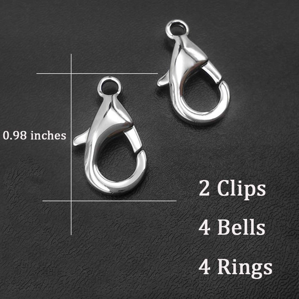 Ivia Pet 4 Sets Cat Bell For Dog Collar Charm Training Pet Pendant Accessories With 2 Pack Stainless Steel Dog Tag Clips(2 X-Small Pink)