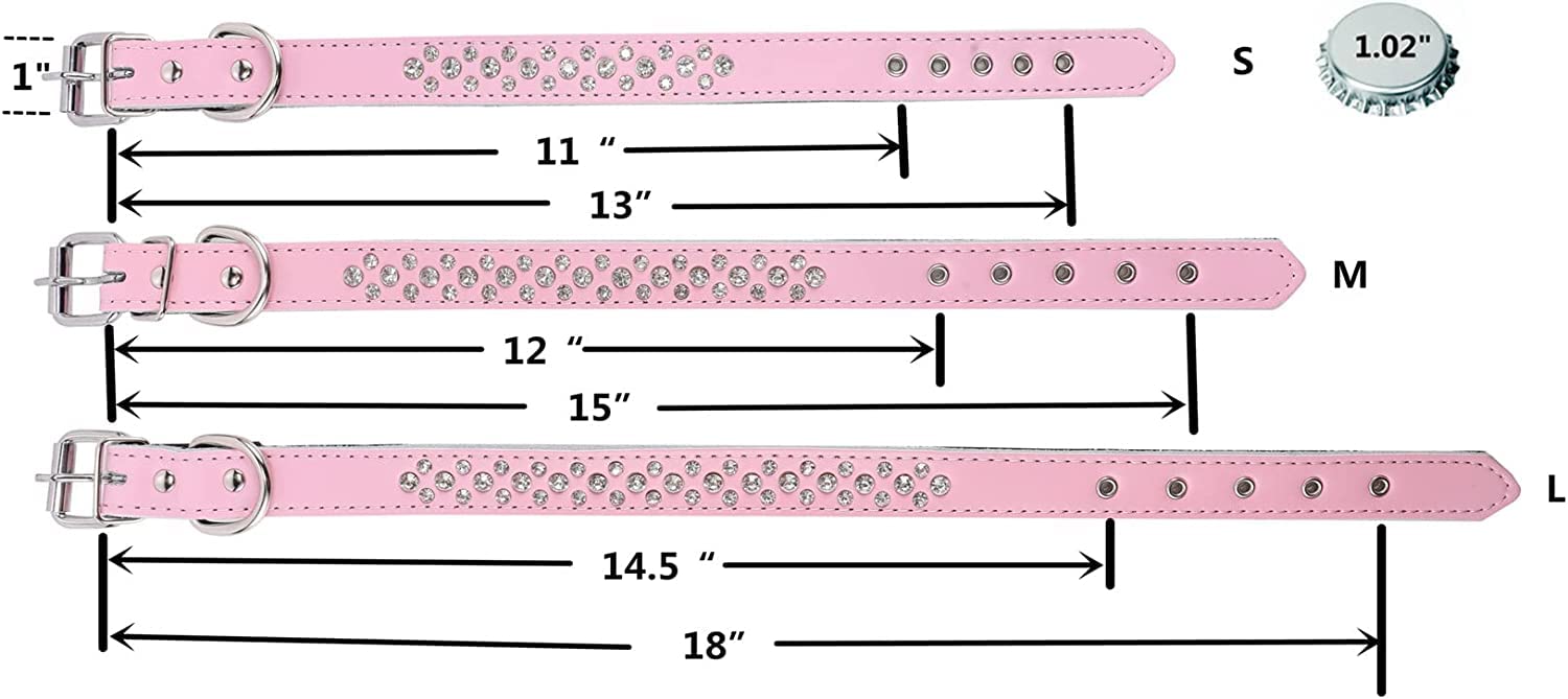 Btdcfy Rhinestones Pet Dog Collars Adjustable Sparkly Crystal Studded Genuine Leather Pet Collar For Small And Medium Dog 1' Wide (S(Neck 11-13'), Purple)