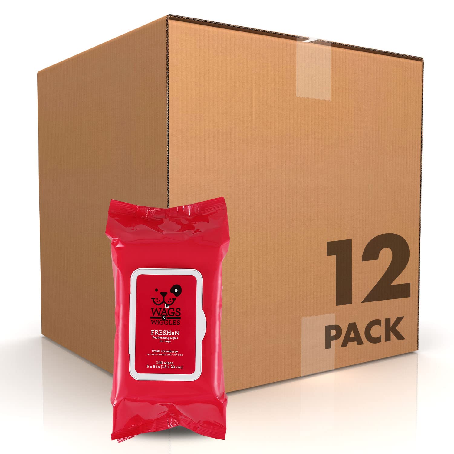 Wags & Wiggles Freshen Deodorizing Wipes For Dogs Eliminate Odors From Your Dog'S Coat Fresh Strawberries Easy And Convenient Wa