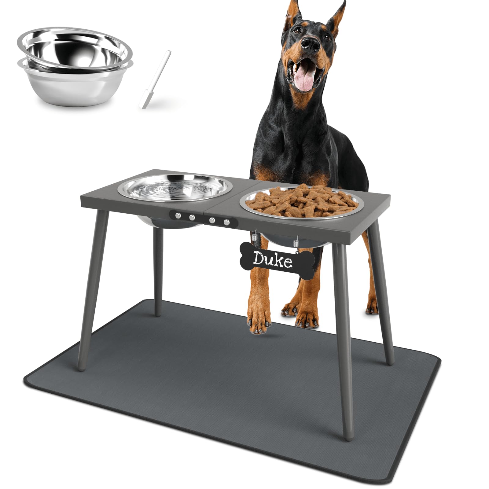 Adengl Elevated Dog Bowls For Large Extra Large Dogs, Raised Dog Bowl Stand With Sprill Proof Mat And Dog Bowls (2000Ml/70Oz), D