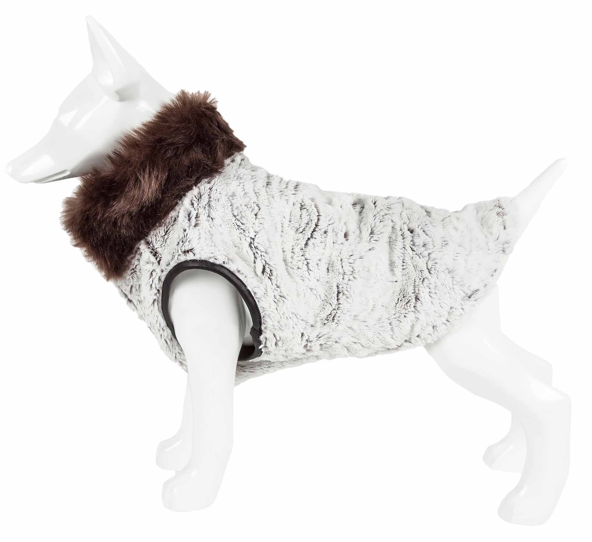 Pet Life ® Luxe 'Purrlage' Pelage Mink Fur Dog Coat - Dog Jacket with Hook-and-Loop Belly enclosures - Winter Dog Coats for Small Medium Large Dog Clothes