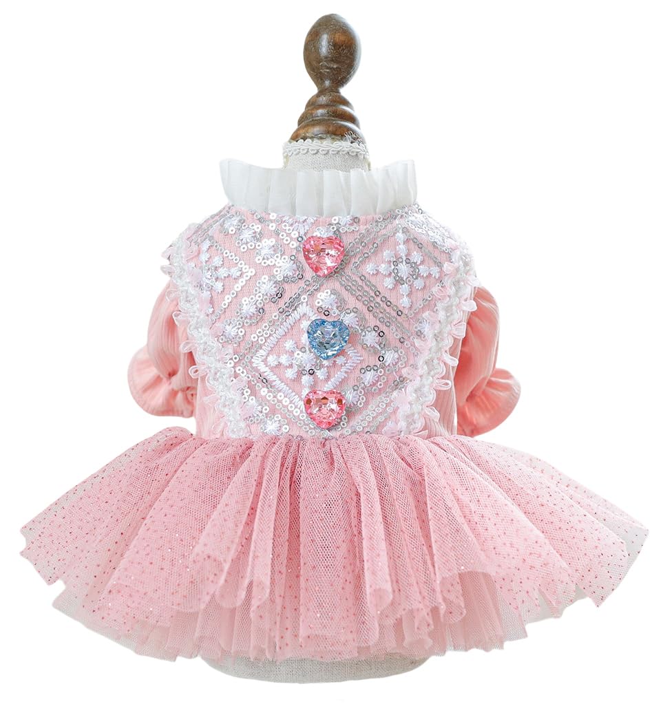 Marupet Fashion Sweet Puppy Dog Blingbling Princess Skirt Pet Dog Lace Cake Camisole Tutu Dress K-Pink Xs
