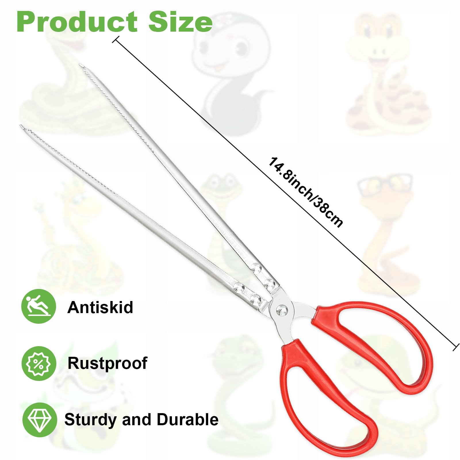 Fwunyvn Snake Feeding Tongs,14.8 Inch Straight Mouth Reptile Feeding Tongs,Heavy Duty Snake Feeding Tongs For Corn Ball Python A
