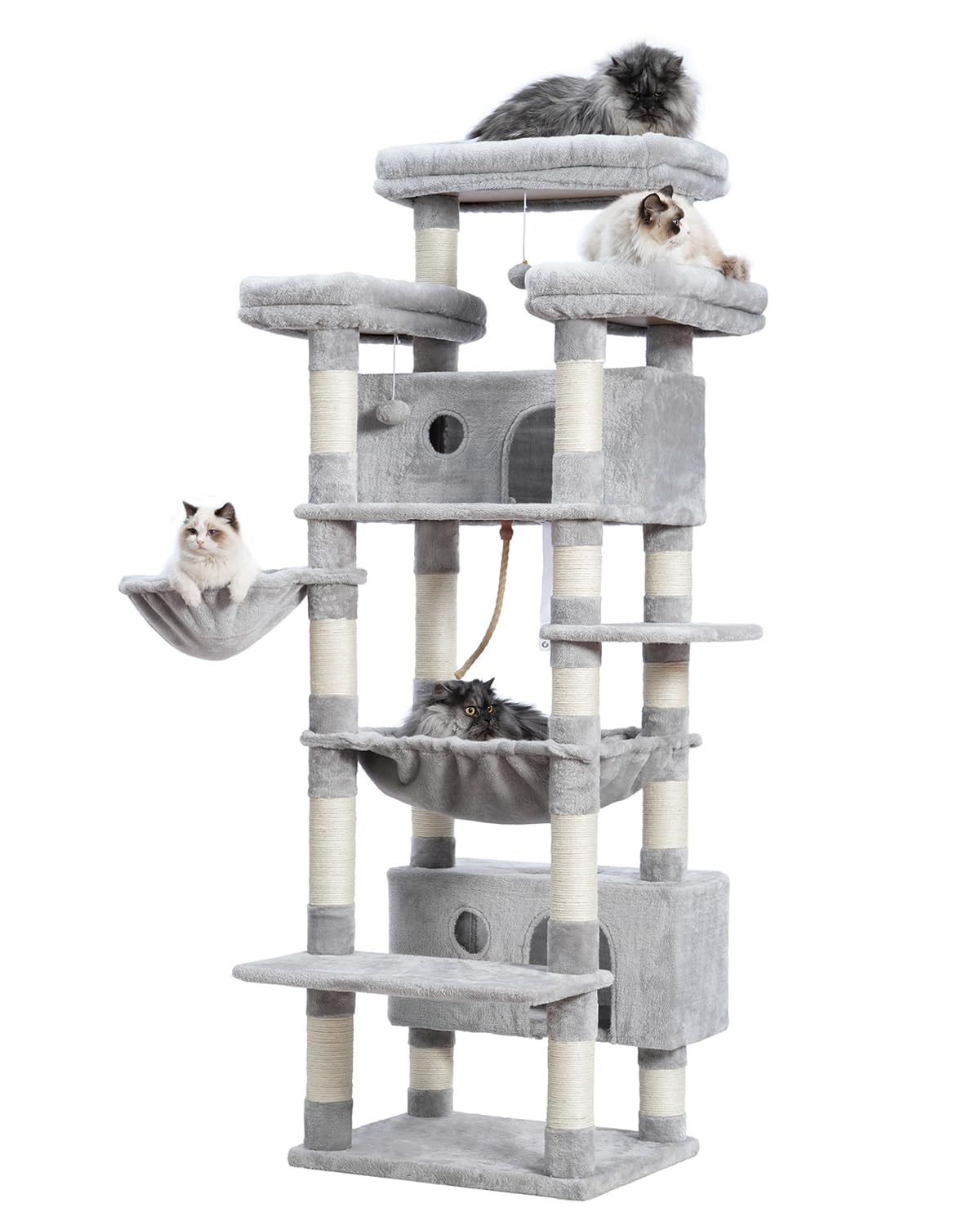 Gitelsnour Cat Tree for Indoor Cats Large Adult, 74 Cat Tower with 3 Big Platforms, 2 Baskets, 2 Condos, Multi-Level Cat Scratch