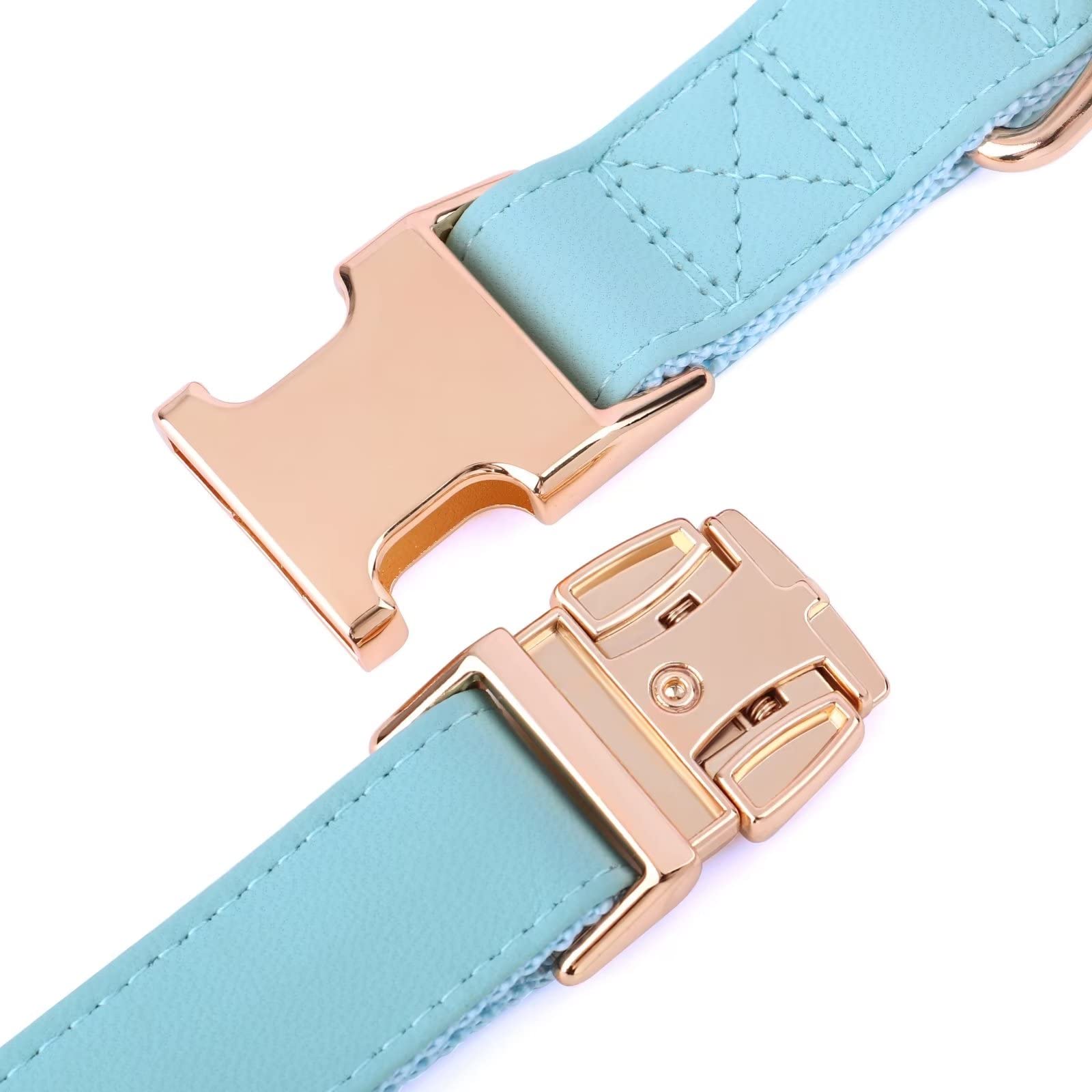 Pet Artist Charming Nylon Dog Collar With Leather Soft Comfy Elegant Nylon Collars For Dogs Small Medium Large 4 Bright Solid Color For Choosing Blue Red Brown Grey (Blue,Neck Fit 13-19'')