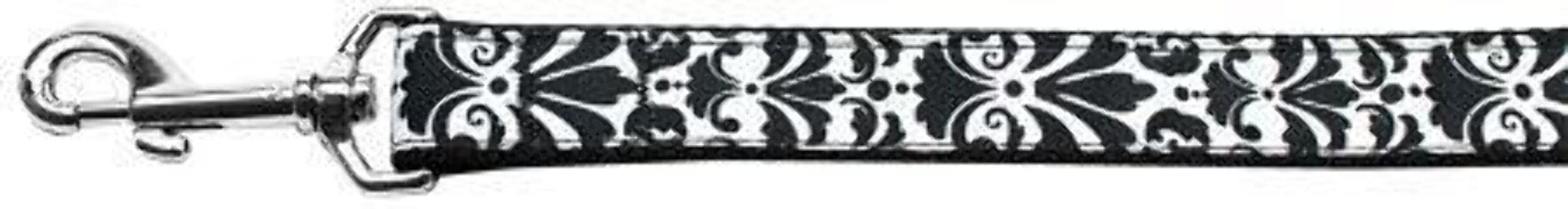 Pet Dog & Cat Nylon Leash, "Damask" Black 1" w x '6 Leash