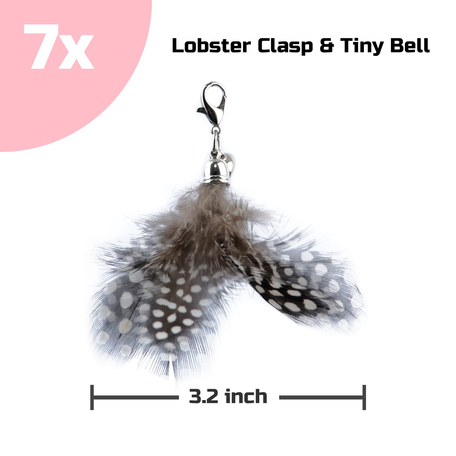 FUPUSUN Cat Feather Toys, Interactive Cat Toys Kitten Toys, 2PCS Elasticity Cat Wand Toy and 7PCS Feathers Refills, Cat Toys for