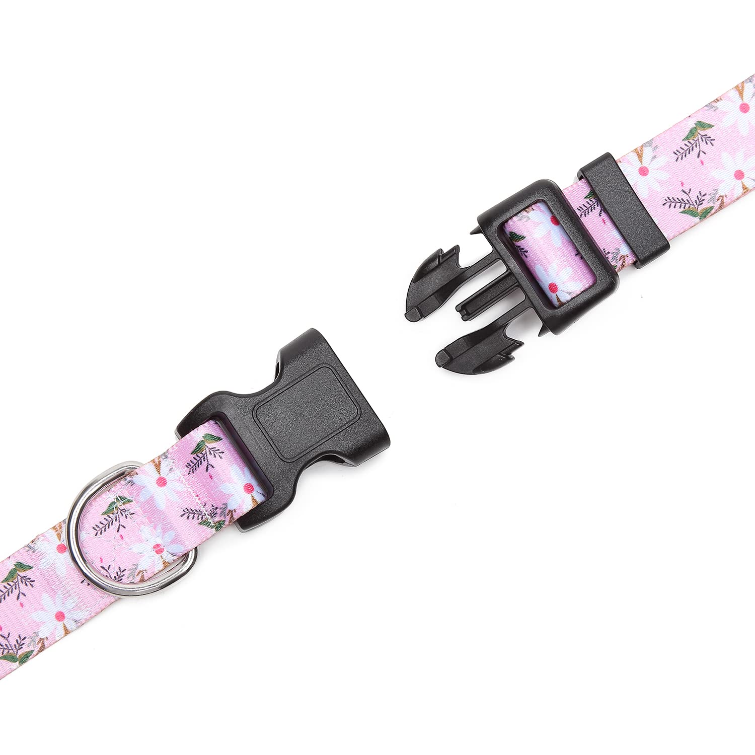 Suredoo Adjustable Dog Collar With Patterns, Ultra Comfy Soft Nylon Breathable Pet Collar For Small Medium Large Dogs (S, Pink White Flower)