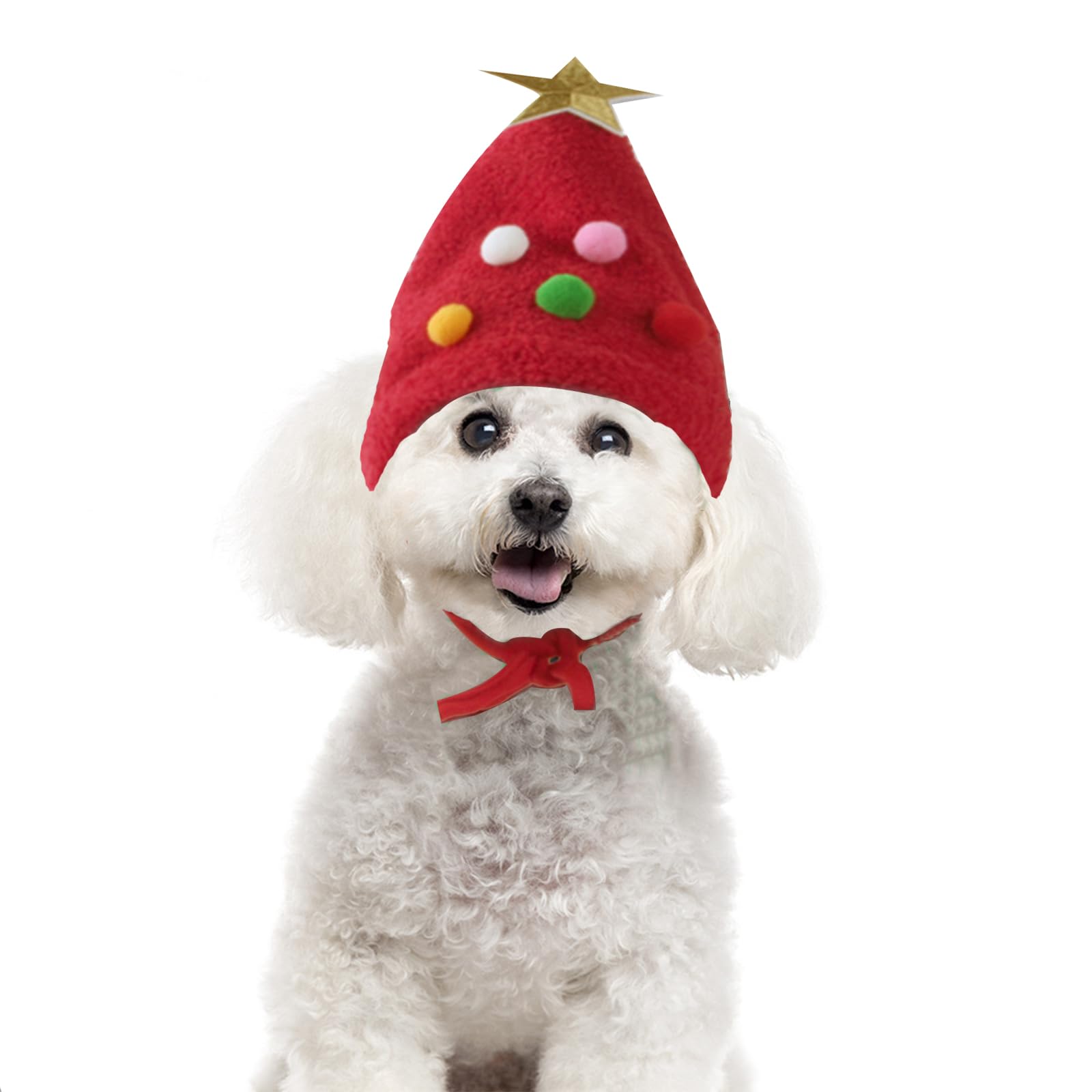 Bobo Rainbow 1Pc Dog Christmas Day Costume - Dog Cat Christmas Day Pet Hat Adjustable Headpiece Hat With Star And Pompoms Pet Re