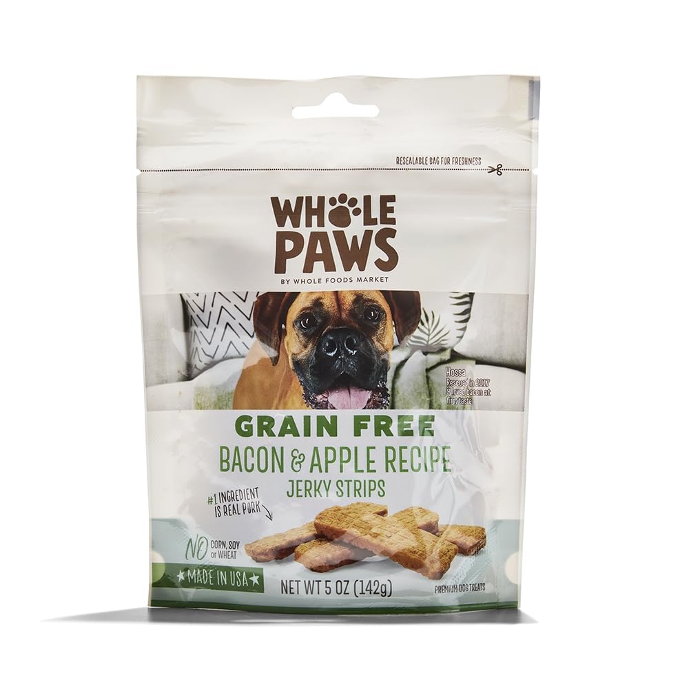 Whole Paws, Grain-Free Jerky Dog Treats, Bacon & Apple Recipe, 5 Ounce