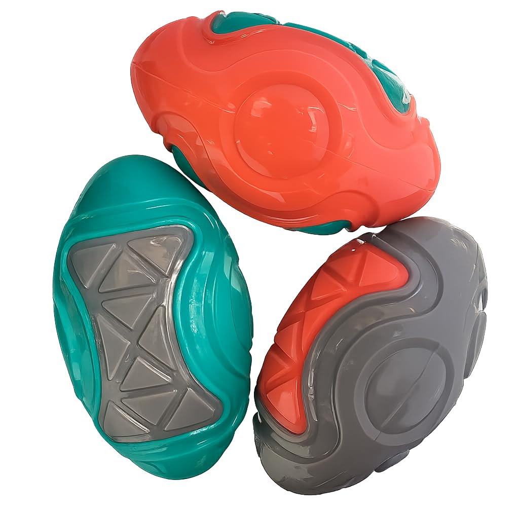 PremiumAV Squeaky Rugby Ball Dog Toy  Flexible Durable Chew & Fetch Toy for Interactive Play, Wrestling & Solo Fun, Pliable Squ