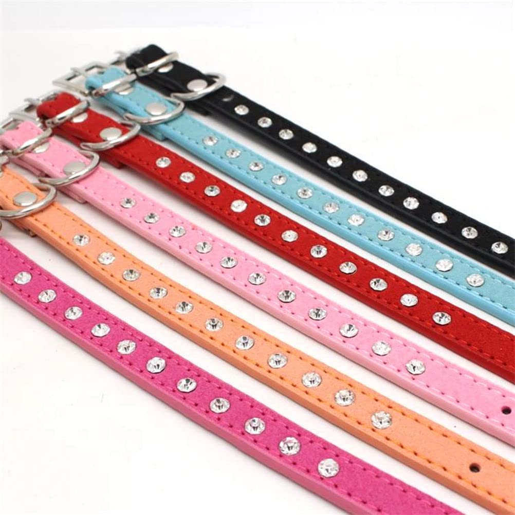 Puppy Dog Collar With Crystal Diamond Colorful Bling Girl Puppy Cat Collars Pink Xxs