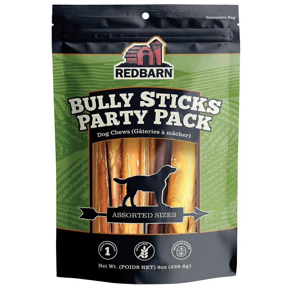 Redbarn Pet Products All Natural 5-8 Bully Sticks for Small & Large Dogs - Healthy Long Lasting Chews Variety Party Pack - 100% 