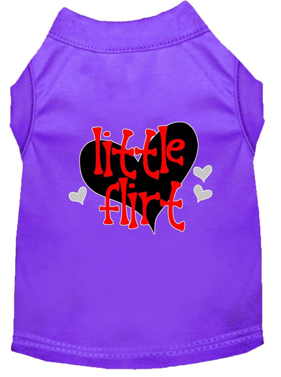 Pet Dog & Cat Shirt Screen Printed, "Little Flirt" Purple SM (3-6 lbs.)