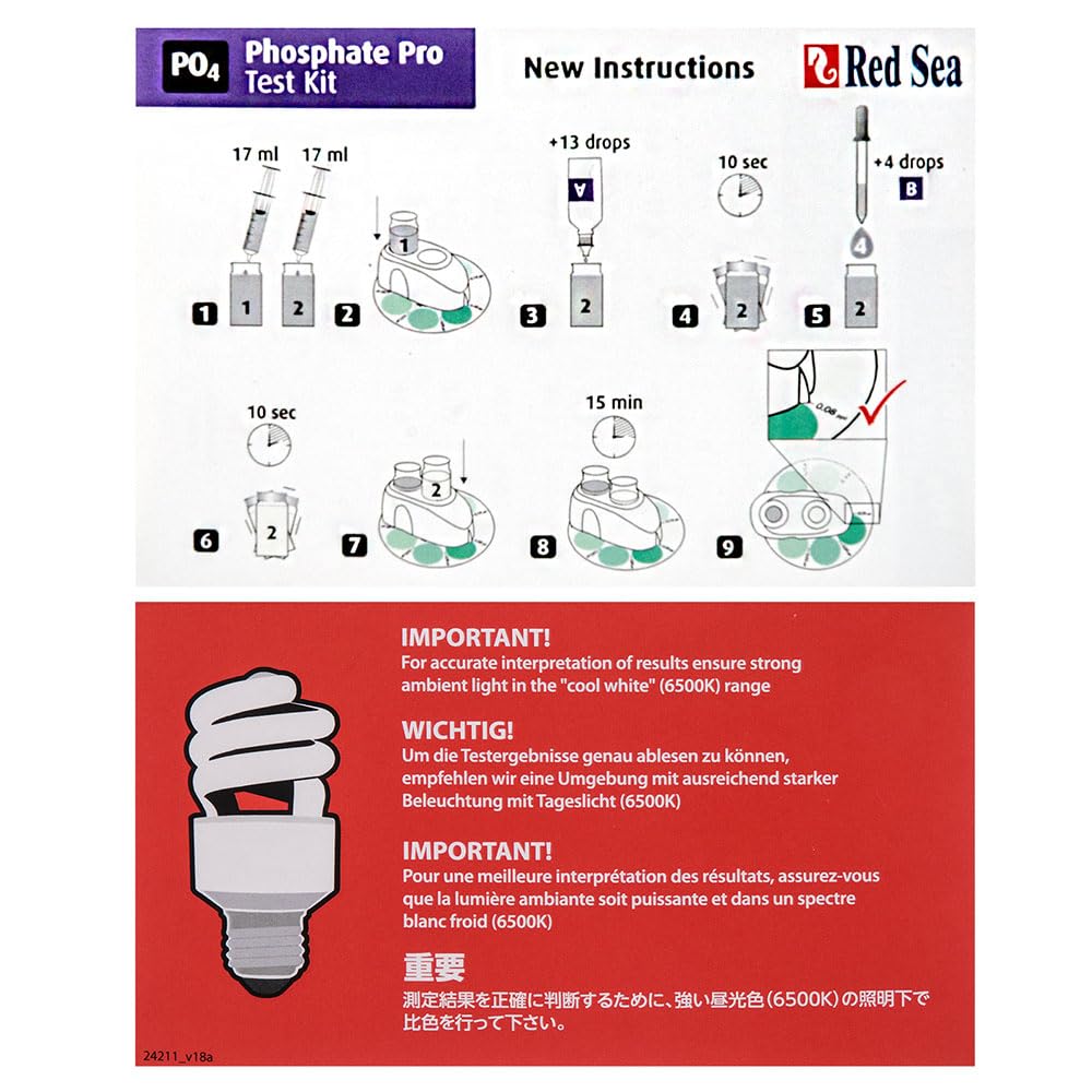 Red Sea Fish Pharm Are21425 Saltwater Phosphate Pro Test Kit For Aquarium, 100 Tests