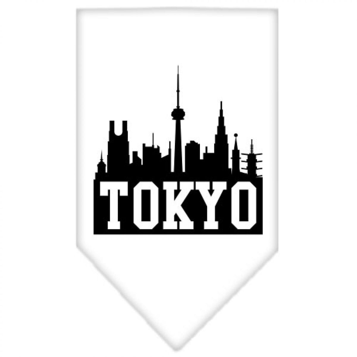 Pet and Dog Bandana Screen Printed, &quot;Tokyo Skyline&quot; White Small