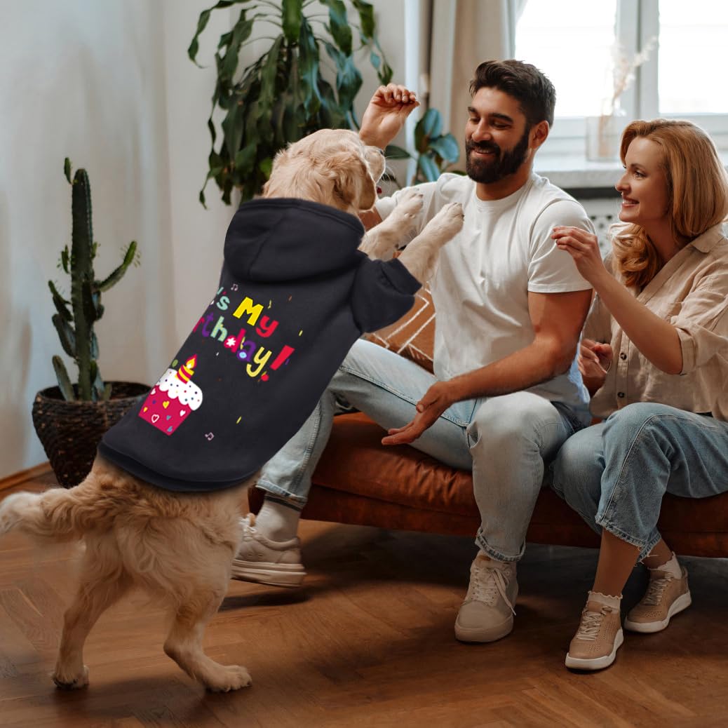 Greenjoy Dog Sweater Dog Hoodie Cold Weather Coat Hooded Sweatshirt For Puppies,Cats, Small Medium Large Dogs (Black(It'S My Bir