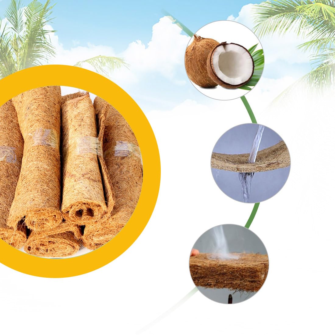 PINVNBY 2 Pcs Reptile Carpet Coconut Fiber Mat,Lizard Terrarium Substrate Liner Gecko Tank Flooring Bearded Dragon Tank Accessor