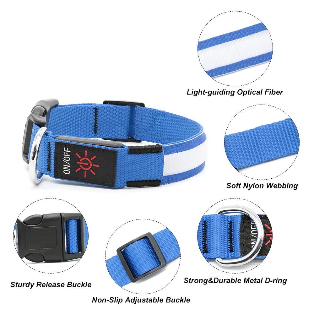 Illumifun Led Dog Collar, Fashion Rechargeable Dog Collar Glow In The Dark, Water-Resistant Safety Pet Collar For Your Dogs Walk