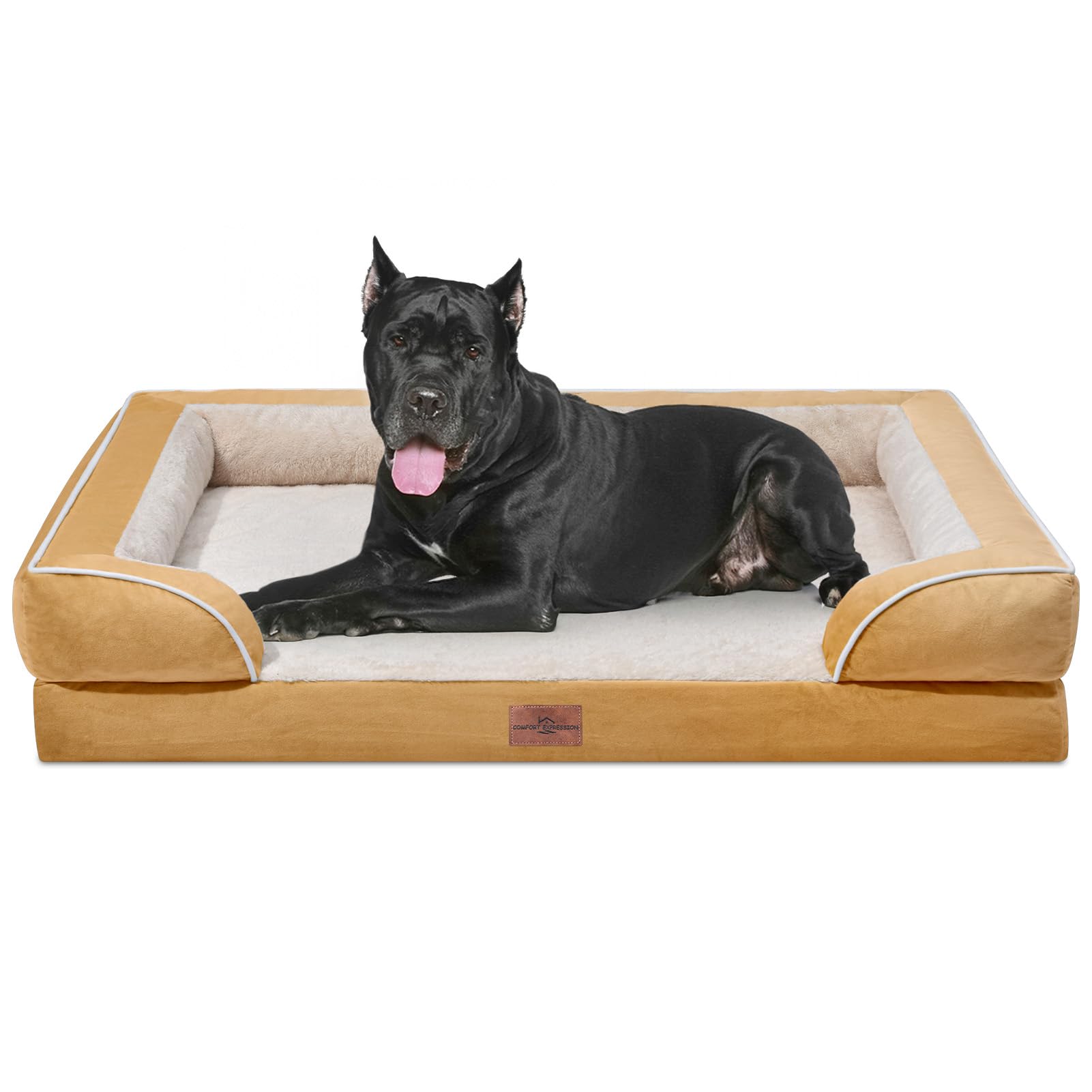 Comfort Expression Xxl Orthopedic Dog Bed, Waterproof Dog Beds For Extra Large Dogs, Washable Dog Bed Sofa Pet Bed With Removable Cover & Non-Slip Bottom(Xx-Large,Khaki)